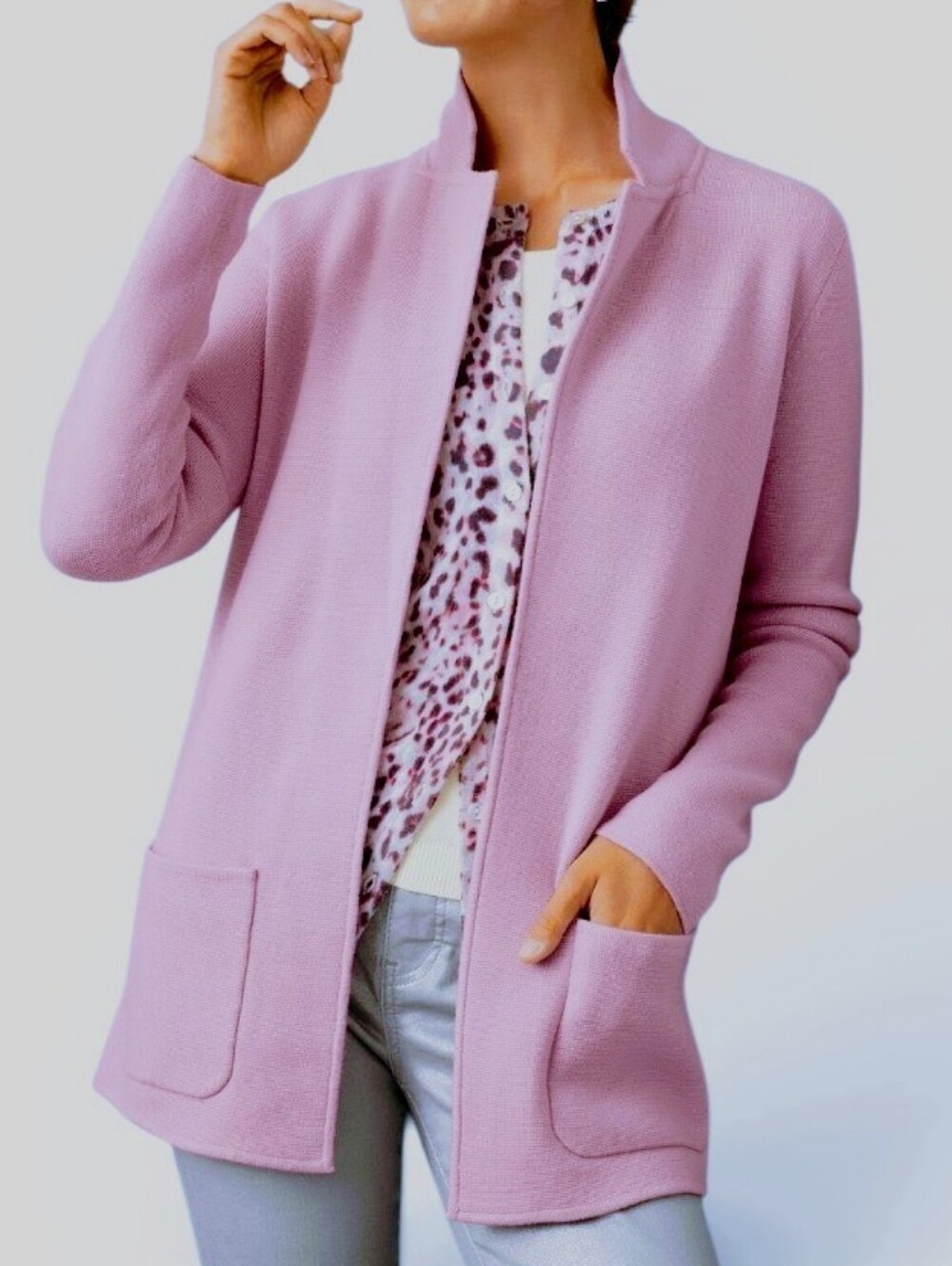 Talbots Open Front Knit Blazer Merino Wool Blend Cardigan Pockets Office NEW